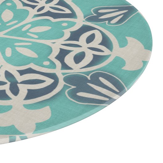 Blaue Batik-Fliese I Schneidebrett (Ecke)