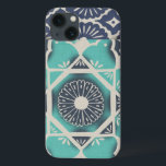 Blaue Batik-Fliese II iPhone 13 Hülle<br><div class="desc">Mit Blumen</div>