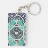Blaue Batik-Fliese II Schlüsselanhänger (Rückseite)