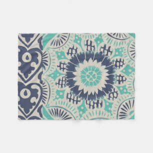 Blaue Batik-Fliese III Fleecedecke