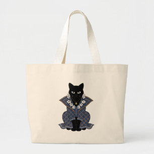 Blaue Batik-Katzenkönigin-Tasche Jumbo Stoffbeutel