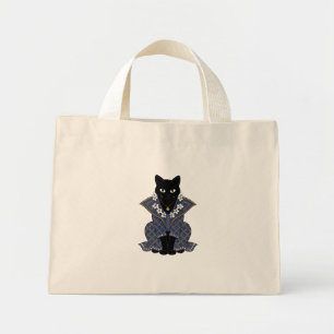 Blaue Batik-Katzenkönigin-Tasche Mini Stoffbeutel