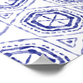 Blaue Batik Wasserfarben Begrüßungszeichen Poster (Ecke)