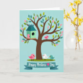Blaue Baum-Vogel-Freundeskarte Karte (Gelbe Blume)