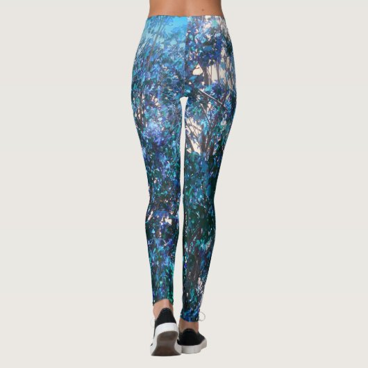 Blaue Bäume Abstrakte Leggings (Rückseite)