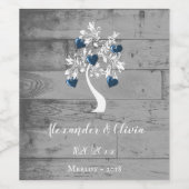 Blaue Bäume des Herzens Hochzeitweiliges Weinetike Weinetikett (Einzelnes Label)