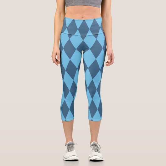 Blaue Bavaria Rhombus-Flaggenmuster Capri Leggings (Vorderseite)