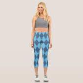 Blaue Bavaria Rhombus-Flaggenmuster Capri Leggings (Vorderseite)