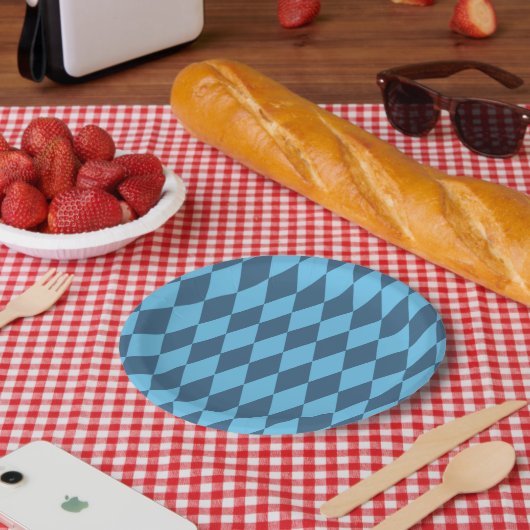 Blaue Bavaria Rhombus-Flaggenmuster Pappteller (Picknick)