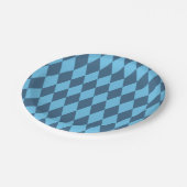 Blaue Bavaria Rhombus-Flaggenmuster Pappteller (Schrägansicht)