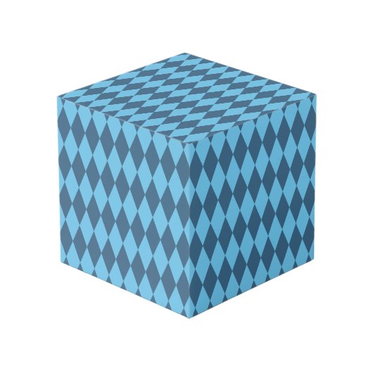 Blaue Bavaria Rhombus-Flaggenmuster Würfel (Vorderseite Schrägansicht)