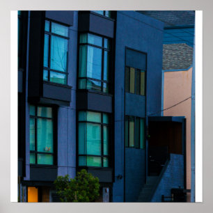 Blaue Bay-Fenster Poster