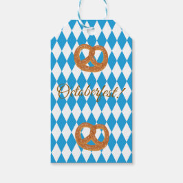 Blaue bayerische Oktoberfest-Brezeln personalisier Geschenkanhänger