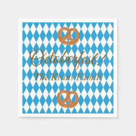 Blaue bayerische Oktoberfest-Brezeln personalisier Serviette