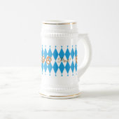 Blaue bayerische Prost! Brezel NAME Bierglas (VorderseiteRechts)