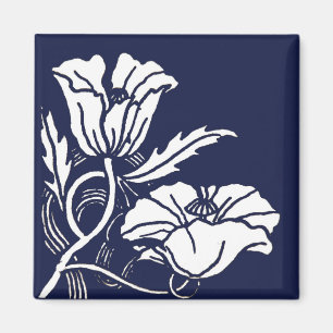 Blaue Beardsley-Mohn-Magnet Magnet