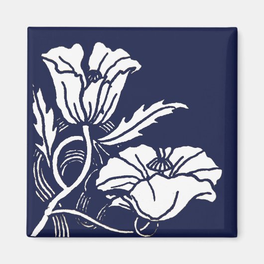 Blaue Beardsley-Mohn-Magnet Magnet (Vorne)
