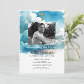 Blaue Beerdigung, Feiern des Lebens in Einladung (Stehend Vorderseite)