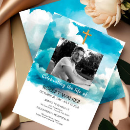 Blaue Beerdigung, Feiern des Lebens in Einladung