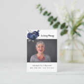 Blaue Beerdigungskarte des Fotos Visitenkarte (Stehend Vorderseite)