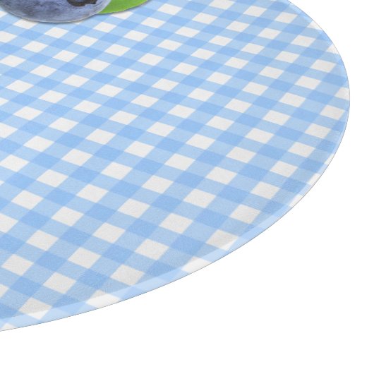 Blaue Beeren auf Gingham Schneidebrett (Ecke)
