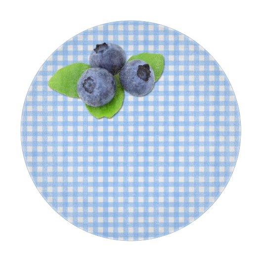 Blaue Beeren auf Gingham Schneidebrett (Vorderseite)
