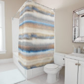 "Blaue beige Abstrakte Streifen" Duschvorhang (Beispiel)