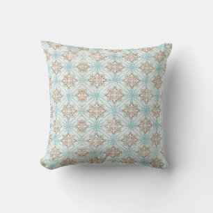 Blaue Beige Creme Orange Gemusterte Wurfkissen Kissen