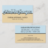 Blaue Beige Farm Animal Watch Veterinary Visitenkarte (Vorne/Hinten)