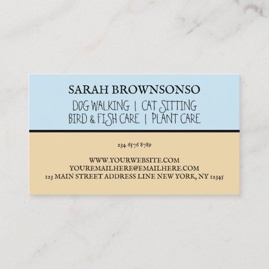 Blaue Beige Farm Animal Watch Veterinary Visitenkarte (Rückseite)