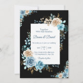 Blaue Beige Hochzeitskarte Einladung (Vorderseite)