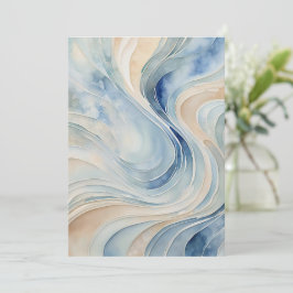 Blaue Beige Wellen Dankeskarte