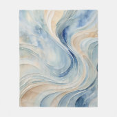 Blaue Beige Wellen Fleecedecke (Vorderseite)