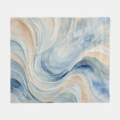 Blaue Beige Wellen Fleecedecke (Vorderseite (Horizontal))