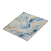 Blaue Beige Wellen Fliese (Seite)