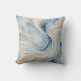 Blaue Beige Wellen Kissen