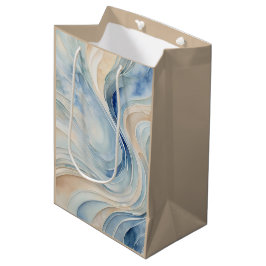Blaue Beige Wellen Mittlere Geschenktüte
