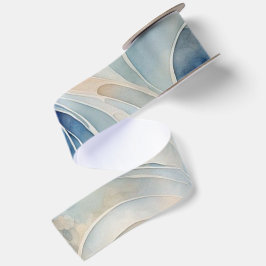 Blaue Beige Wellen Satinband