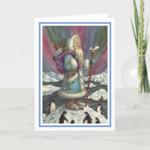 BLAUE BELSNICKLE, NORDLICHTS & PENGUINS Verse Feiertagskarte