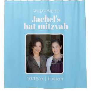 Blaue benutzerdefinierte süße Bat Mitzvah Foto-Wil Duschvorhang