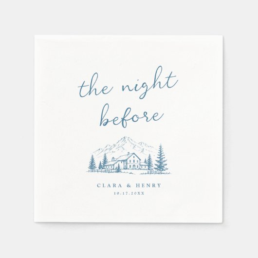 Blaue Berg-Probenabend-Servietten Serviette (Vorderseite)