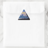 Blaue Berge abstrakte Sonnenlandschaft Kunst Dreieckiger Aufkleber (Tasche)