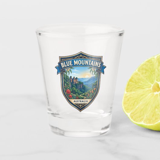 Blaue Berge Australien Schnapsglas (Vorderseite)