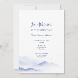 Blaue Berge - Gender-neutral Geburtstagseinladung Einladung