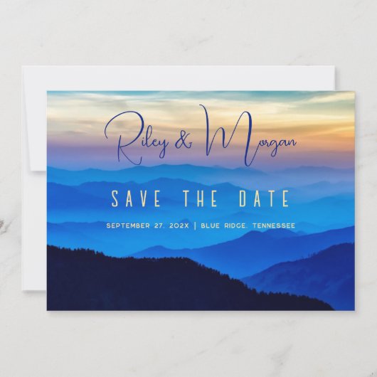 Blaue Berge heiraten die Datumskarten ab Save The Date (Vorderseite)