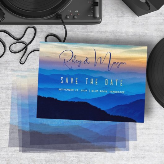 Blaue Berge Hochzeit Save the Date Karten