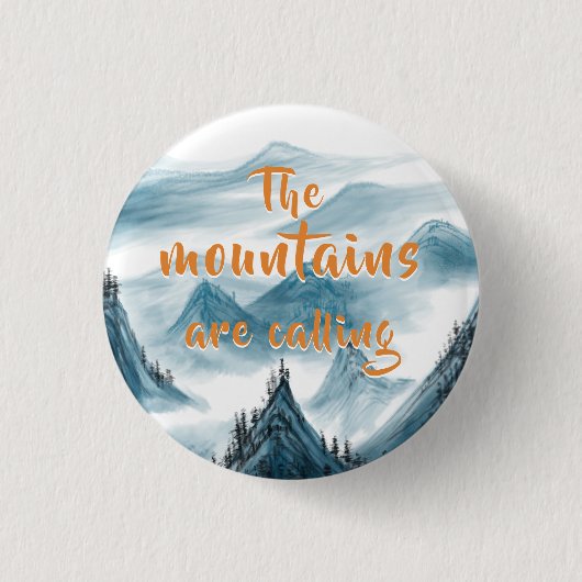 Blaue Berge Kunstmalerei Naturliebhaber Button (Vorderseite)