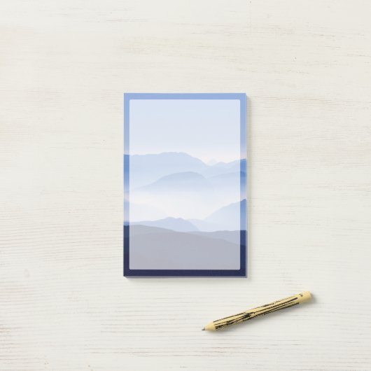 Blaue Berge Meditative Relaxationslandschaft Post-it Klebezettel (Auf Schreibtisch)