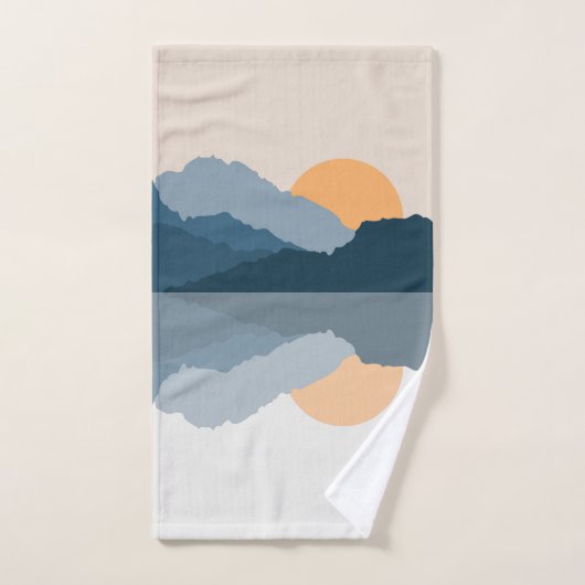 Blaue Berge reflektiert im See Badhandtuch Set (Handtuch)