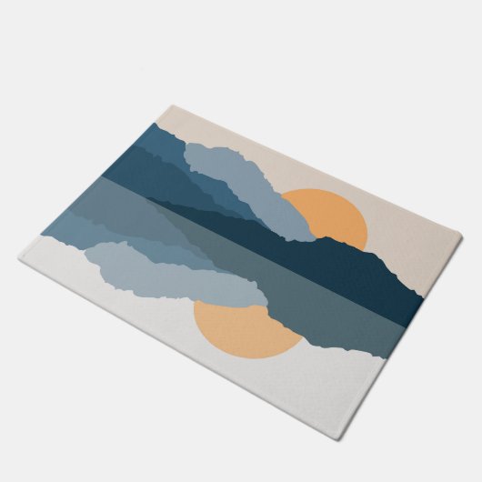 Blaue Berge reflektiert im See Fußmatte (Schrägansicht)